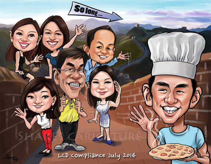 Farewell Caricature Great Wall of China
