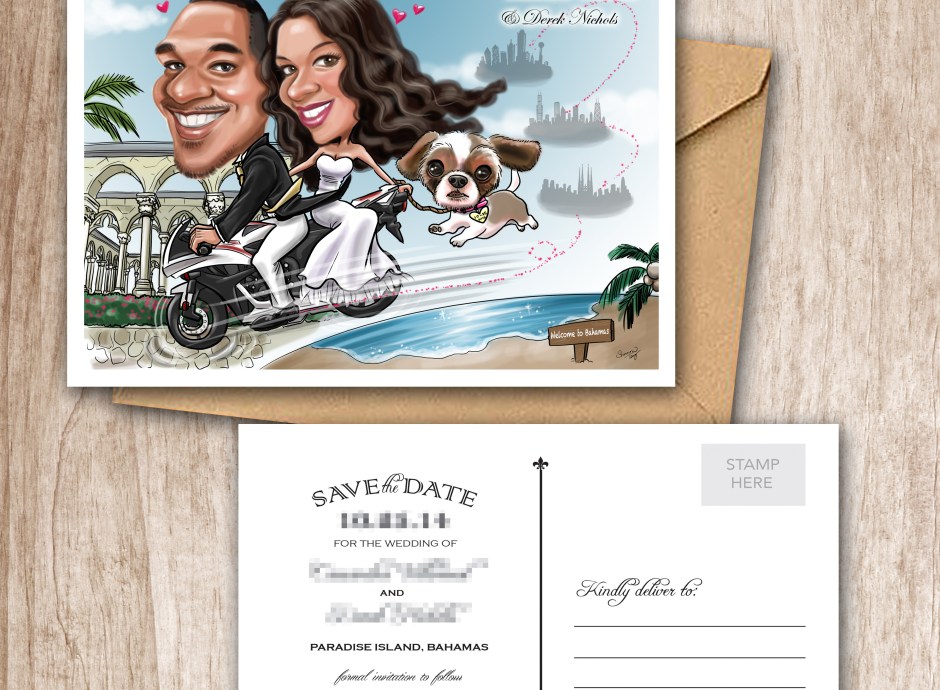 Wedding Caricature _ Wedding Invitation_ Save the date
