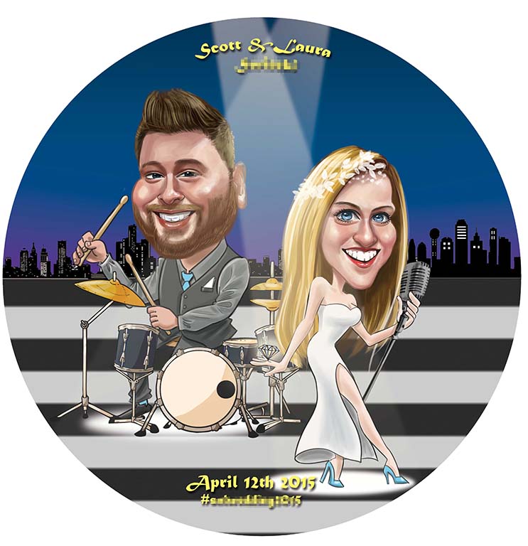 Wedding Caricature _ Playing drum Singing