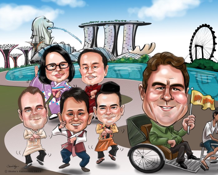 Farewell Caricature Leaving Singapore Gangnam Style