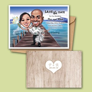 Wedding Caricature Couple Portrait Save the Date