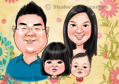 Family caricature _ head and shoulder only