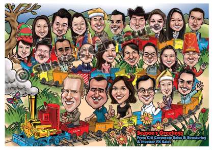 group caricatures for Christmas Season's Greeting